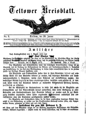Teltower Kreisblatt vom 20.01.1864