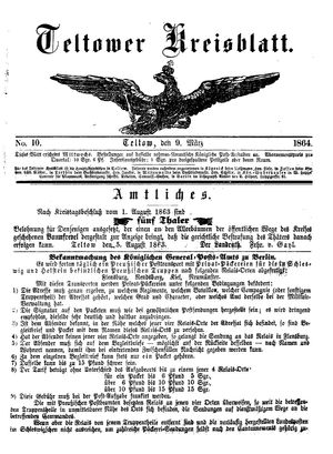 Teltower Kreisblatt vom 09.03.1864