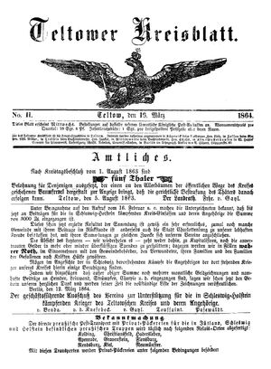 Teltower Kreisblatt vom 16.03.1864