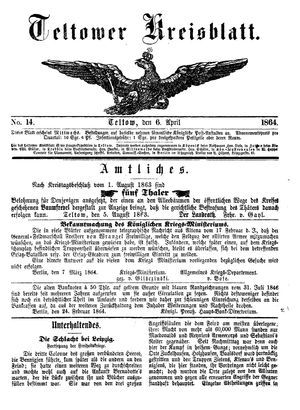 Teltower Kreisblatt vom 06.04.1864
