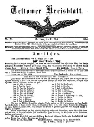 Teltower Kreisblatt vom 18.05.1864