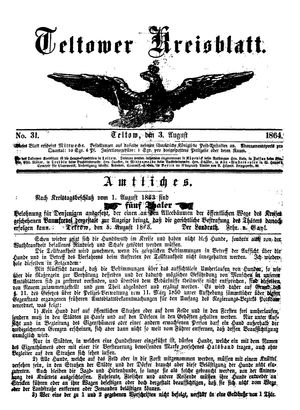 Teltower Kreisblatt vom 03.08.1864