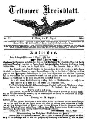Teltower Kreisblatt vom 10.08.1864