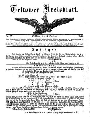 Teltower Kreisblatt vom 14.09.1864