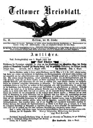 Teltower Kreisblatt vom 12.10.1864