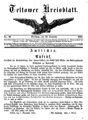 Teltower Kreisblatt vom 16.11.1864