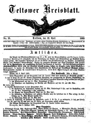 Teltower Kreisblatt vom 12.04.1865