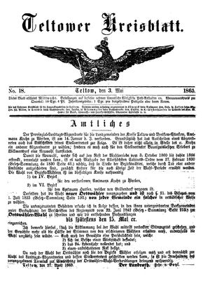 Teltower Kreisblatt vom 03.05.1865