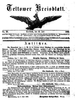 Teltower Kreisblatt vom 12.07.1865