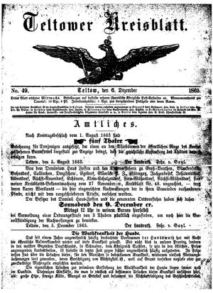 Teltower Kreisblatt vom 06.12.1865