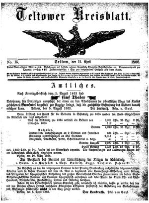 Teltower Kreisblatt on Apr 11, 1866