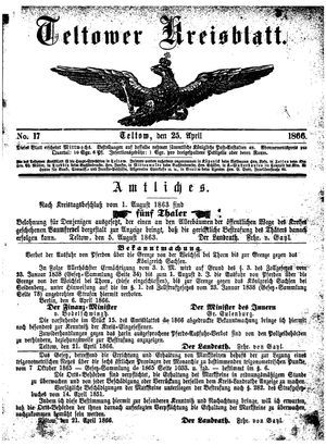 Teltower Kreisblatt vom 25.04.1866