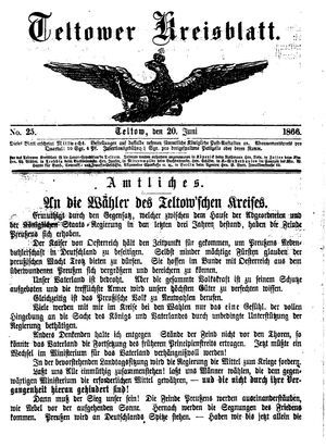 Teltower Kreisblatt on Jun 20, 1866