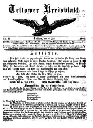 Teltower Kreisblatt vom 04.07.1866