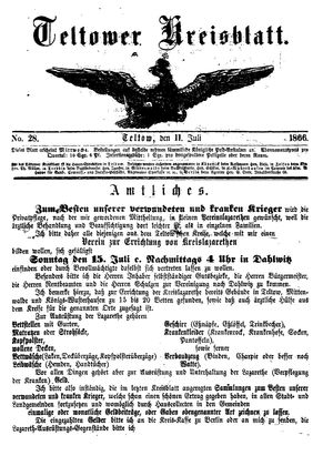 Teltower Kreisblatt vom 11.07.1866