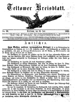 Teltower Kreisblatt vom 18.07.1866