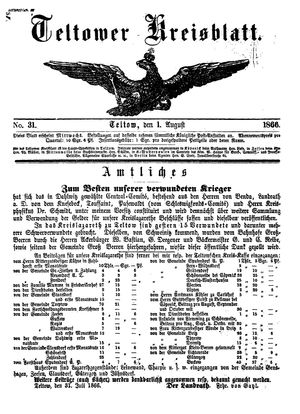 Teltower Kreisblatt vom 01.08.1866