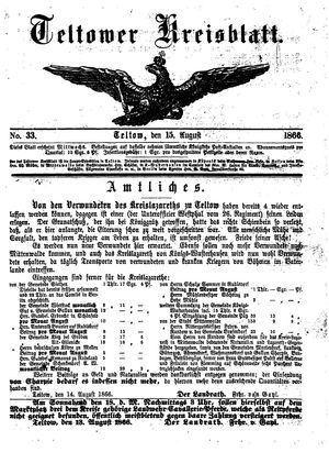 Teltower Kreisblatt vom 15.08.1866