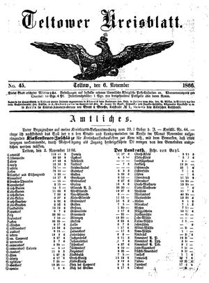 Teltower Kreisblatt on Nov 6, 1866