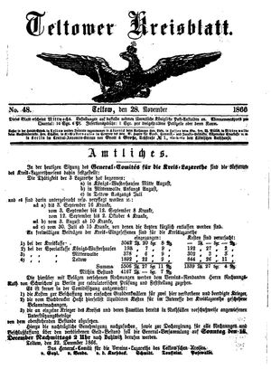 Teltower Kreisblatt vom 28.11.1866