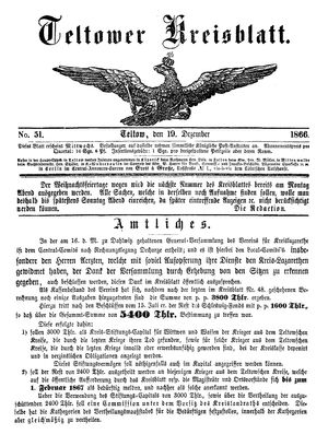 Teltower Kreisblatt vom 19.12.1866