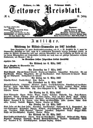 Teltower Kreisblatt on Feb 20, 1867