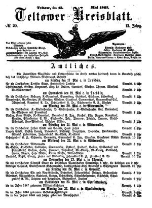 Teltower Kreisblatt vom 15.05.1867