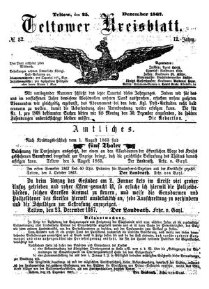 Teltower Kreisblatt vom 25.12.1867