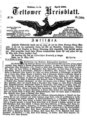 Teltower Kreisblatt vom 08.04.1868