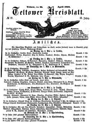 Teltower Kreisblatt on Apr 22, 1868