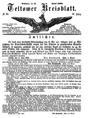 Teltower Kreisblatt vom 03.06.1868