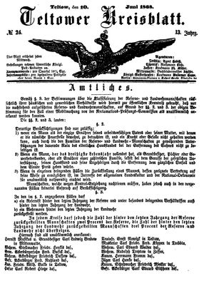 Teltower Kreisblatt vom 10.06.1868