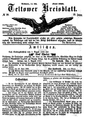 Teltower Kreisblatt on Jun 24, 1868