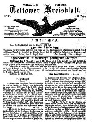 Teltower Kreisblatt vom 08.07.1868