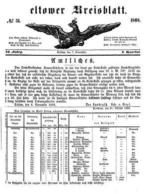 Teltower Kreisblatt vom 07.11.1868