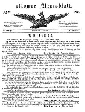 Teltower Kreisblatt vom 02.12.1868