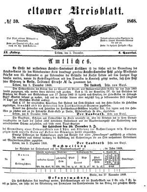 Teltower Kreisblatt vom 05.12.1868