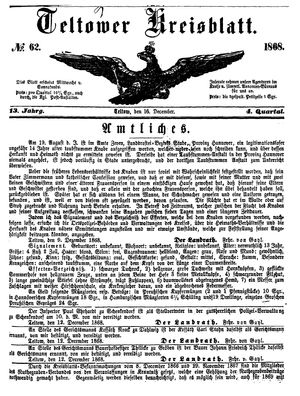 Teltower Kreisblatt vom 16.12.1868