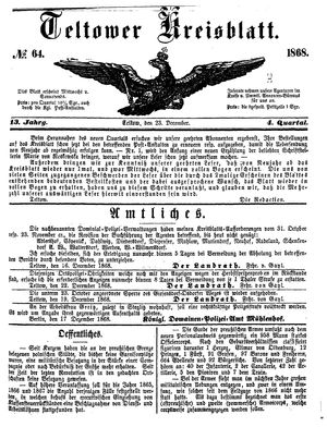 Teltower Kreisblatt on Dec 23, 1868