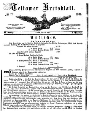 Teltower Kreisblatt vom 28.04.1869