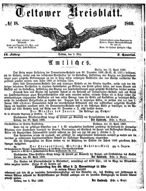 Teltower Kreisblatt on May 5, 1869