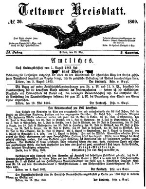 Teltower Kreisblatt vom 19.05.1869