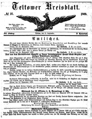 Teltower Kreisblatt on Sep 15, 1869