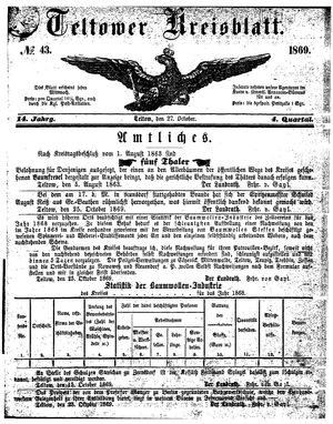 Teltower Kreisblatt vom 27.10.1869