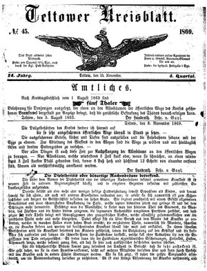 Teltower Kreisblatt vom 10.11.1869