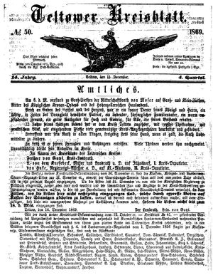 Teltower Kreisblatt vom 15.12.1869