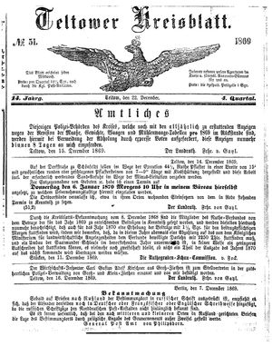 Teltower Kreisblatt on Dec 22, 1869