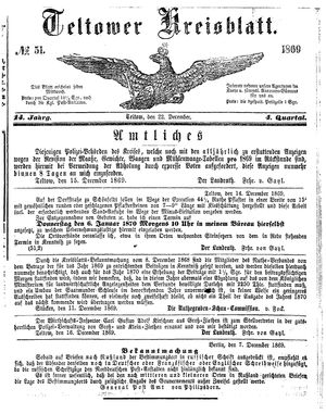 Teltower Kreisblatt vom 22.12.1869