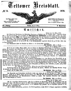 Teltower Kreisblatt vom 16.03.1870