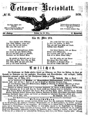Teltower Kreisblatt vom 23.03.1870